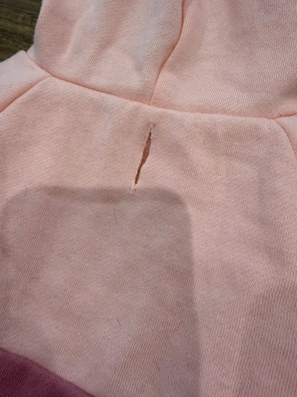 Comfy Color Block Pink Grey Dog Hoodie Soft Cotton Blend Medium Pet Sweater